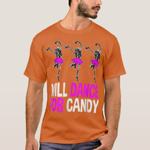 Will Dance For Candy Dancing Skeleton Halloween Sq T-Shirt