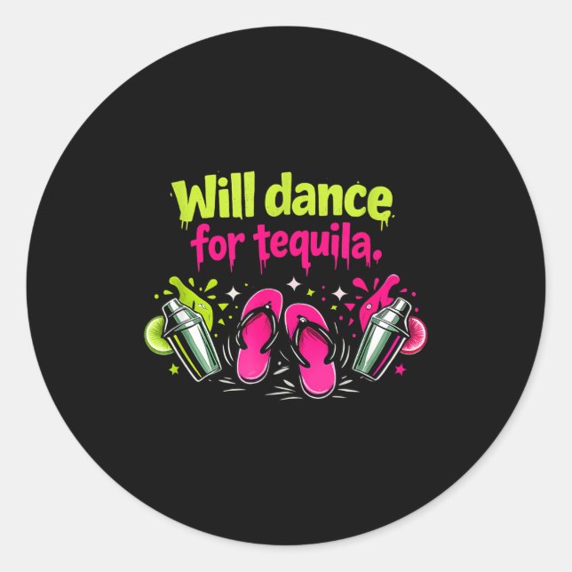 Will dance for party crew flip flops graphic Will  Classic Round Sticker (Front)
