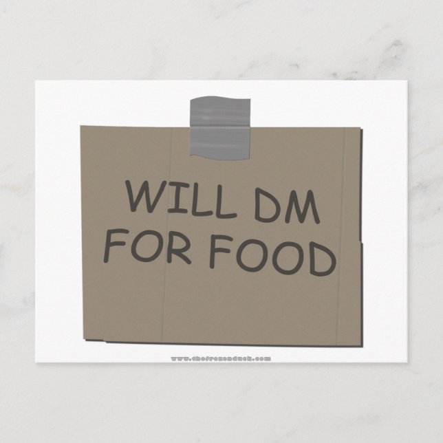 Will DM For Food Postcard (Front)