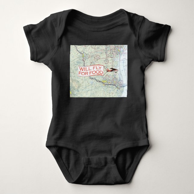 Will Fly for Food Baby Bodysuit (Front)