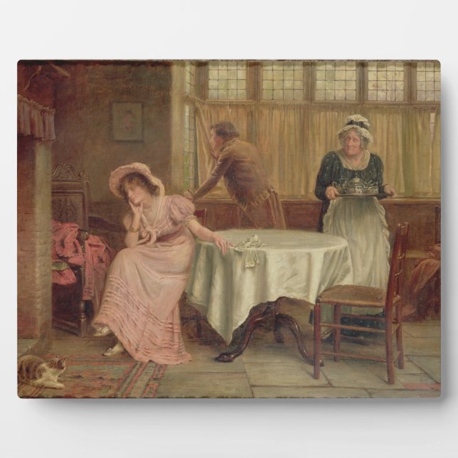 'Will He Come?' (oil on canvas) Plaque (Front)