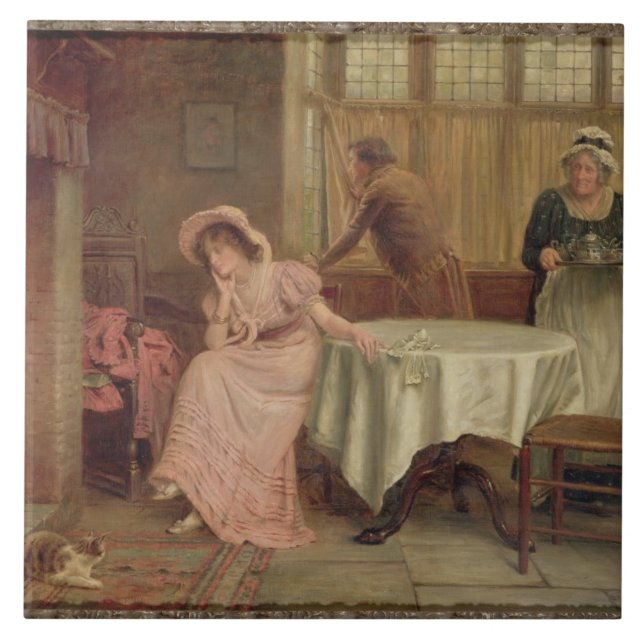 'Will He Come?' (oil on canvas) Tile (Front)