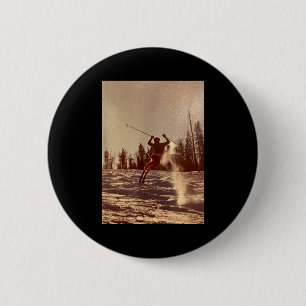 Will is skiing 6 cm round badge