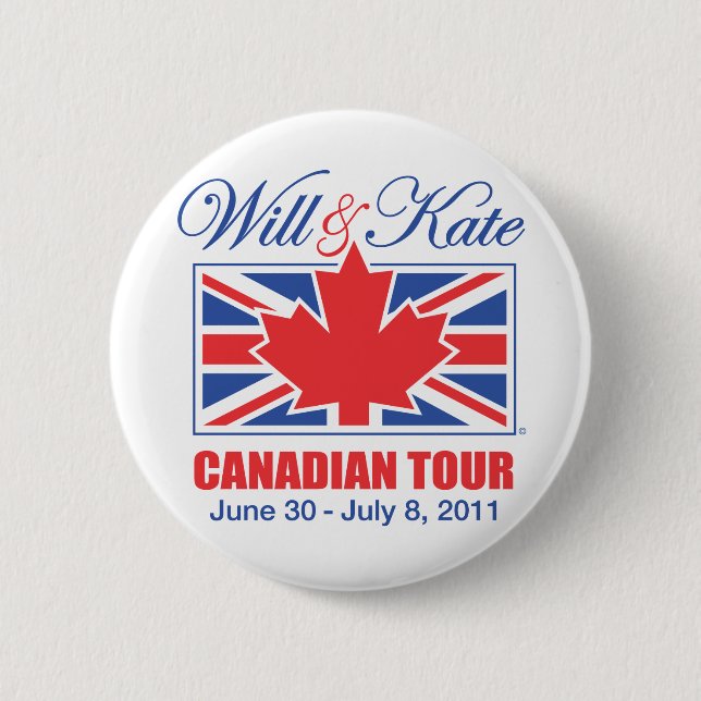 WILL & KATE CANADIAN TOUR 6 CM ROUND BADGE (Front)
