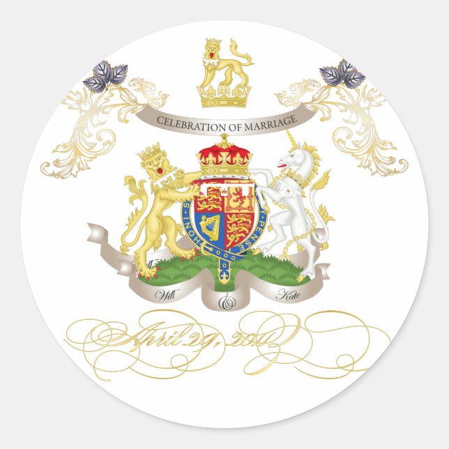 Will+Kate Memorabilia, customisable colour! Classic Round Sticker (Front)