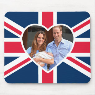 Will, Kate, Prince George - British Flag Mouse Mat