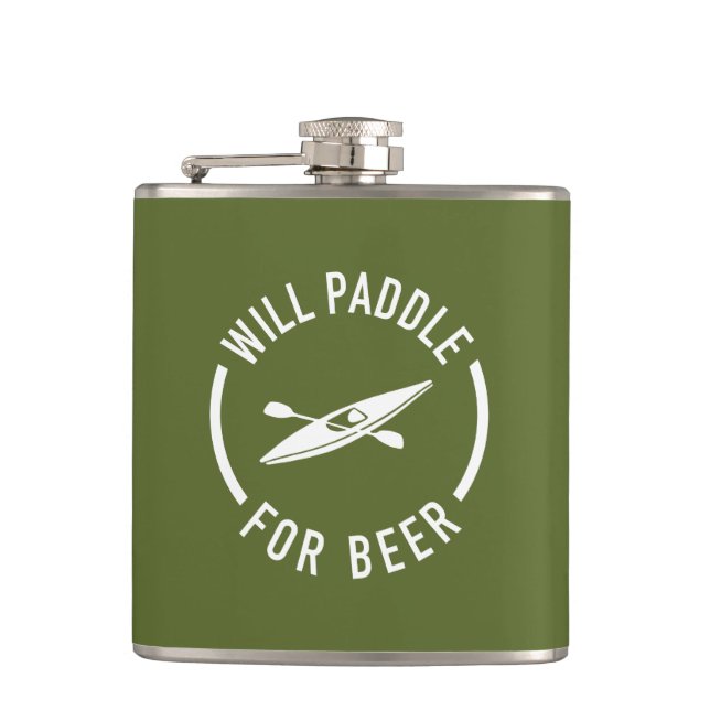 Will Paddle For Beer Hip Flask (Front)