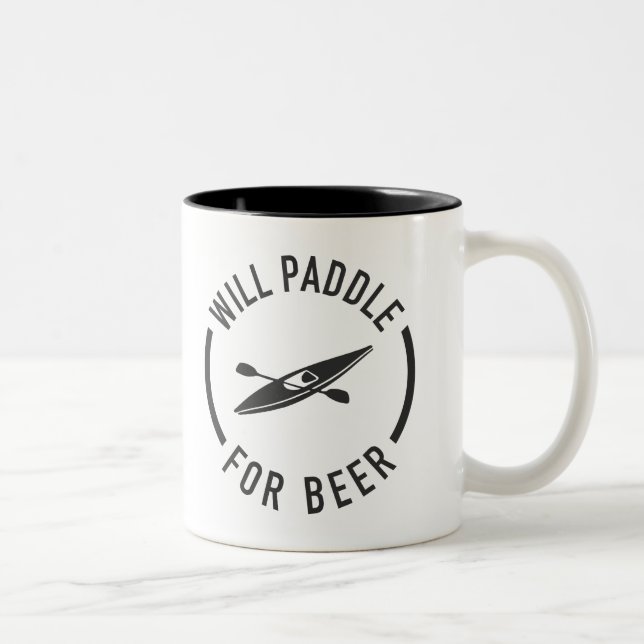 Will Paddle For Beer Two-Tone Coffee Mug (Right)