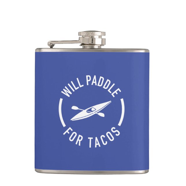 Will Paddle For Tacos Hip Flask (Front)