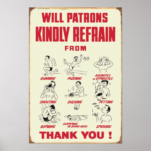 Will Patrons Kindly Refrain - Home Decor Wall Art (Front)
