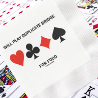 Will Play Duplicate Bridge For Food Card Suits
