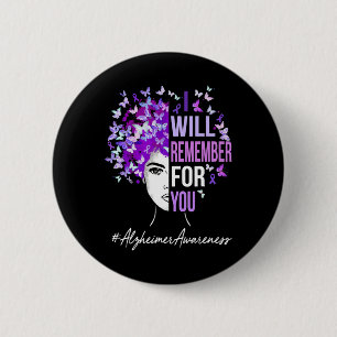Will Remember For You Alzheimerheimer Awareness Bu 6 Cm Round Badge