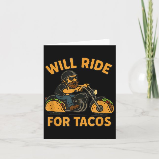 Will Ride For Tacos Funny Cycling Taco Lovers Gift Card (Front)