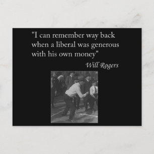 Will Rogers Quote "I can remember way back..." Postcard