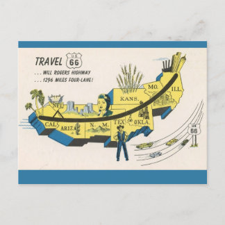 Will Rogers Route 66 Postcard
