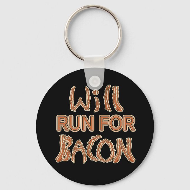 WILL RUN FOR BACON Running Tees & Gear Key Ring (Front)