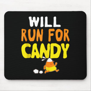 Will Run For Candy Funny Halloween Runner Graphic Mouse Mat