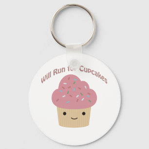 Will Run for Cupcakes Key Ring