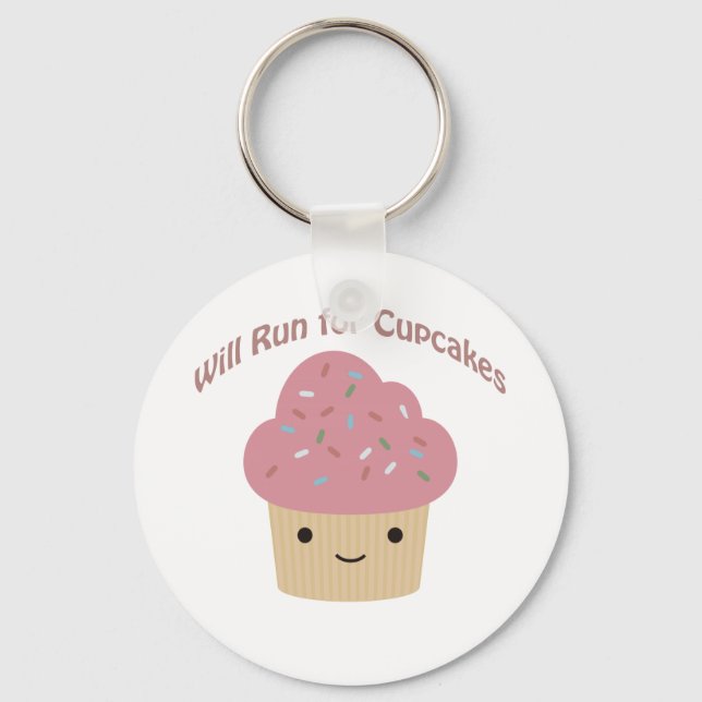 Will Run for Cupcakes Key Ring (Front)