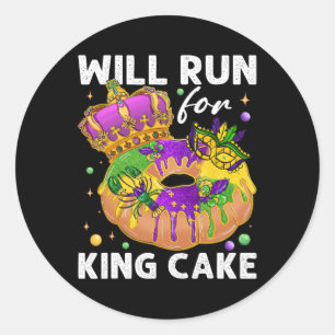 Will Run For King Cake Mardi Gras Parade Running M Classic Round Sticker