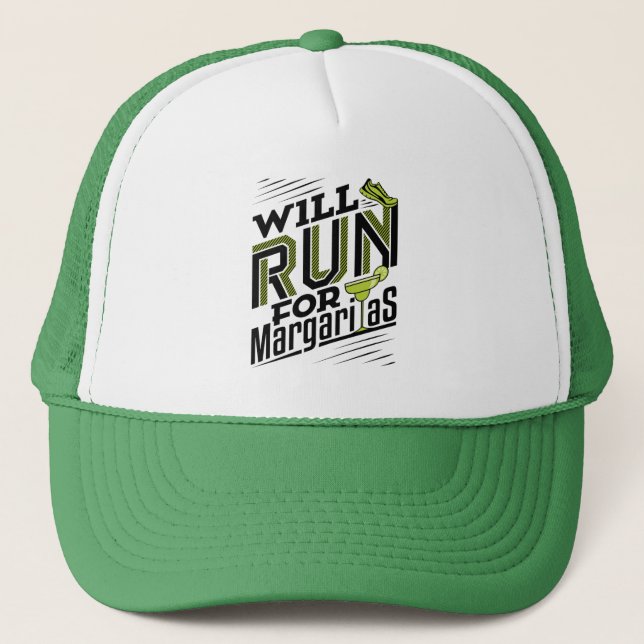 Will Run for Margaritas Cinco de May Running Trucker Hat (Front)