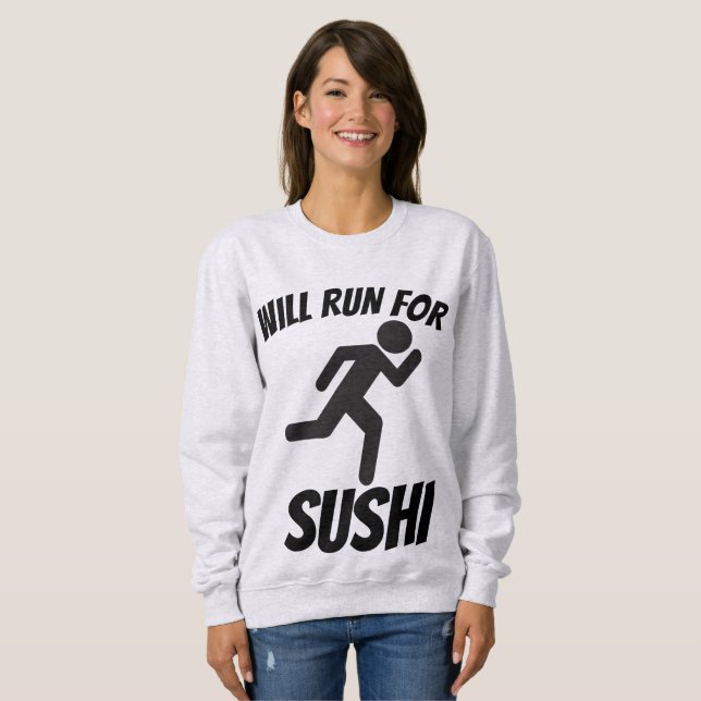 WILL RUN FOR SUSHI, Funny T-shirts (Front Full)