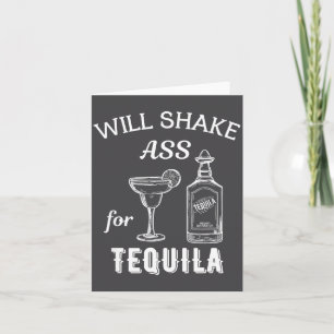 Will Shake For Tequila Funny Vintage Bartender Bar Card