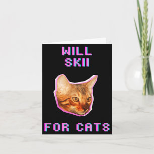 Will skiing for cats funny winter snow adventure card