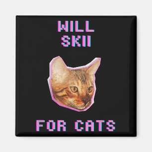 Will Skiing For Cats Funny Winter Snow Adventure Magnet