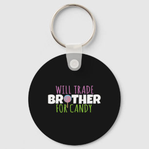 Will Trade Brother for Candy Funny Halloween Key Ring