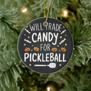 Will Trade Candy For Pickleball Spooky Halloween Ceramic Tree Decoration