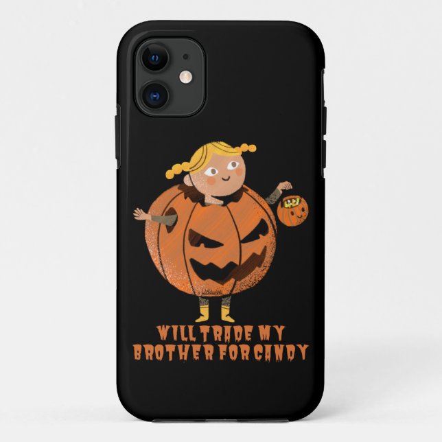 WILL TRADE MY BROTHER FOR CANDY funny halloween    Case-Mate iPhone Case (Back)