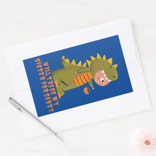 WILL TRADE MY SISTER FOR CANDY funny halloween     Rectangular Sticker (Envelope)
