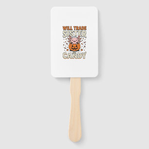 Will Trade Sister for Candy Axolotl Halloween Desi Hand Fan