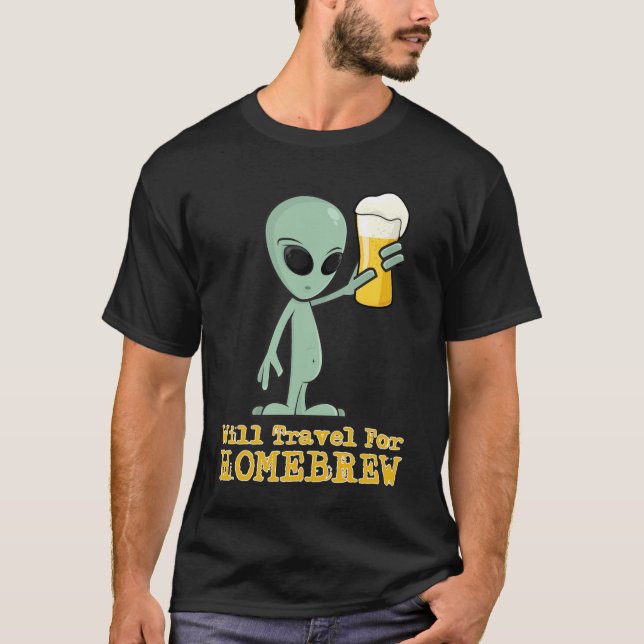 Will Travel For Homebrew (Logo on Back) - Dark T-Shirt (Front)