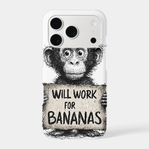 Will Work for Bananas - Humorous Monkey Sketch