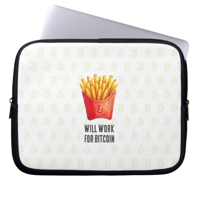 Will Work For Bitcoin (White) Laptop Sleeve (Front)