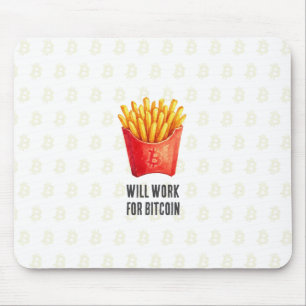 Will Work For Bitcoin (White) Mouse Mat