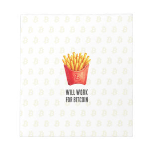 Will Work For Bitcoin (White) Notepad