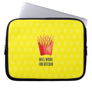 Will Work For Bitcoin (Yellow) Laptop Sleeve