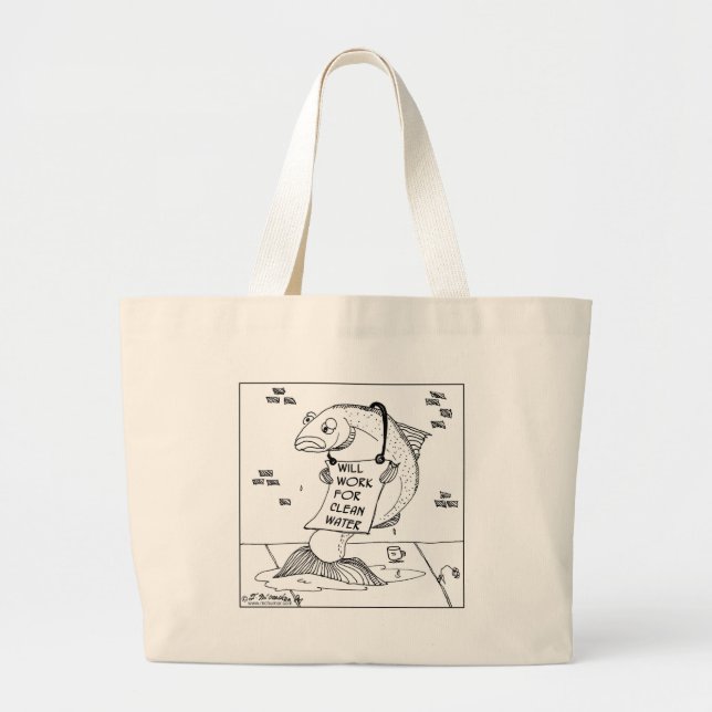 Will Work For Clean Water Large Tote Bag (Front)
