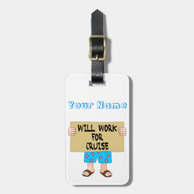 Will Work for Cruise Luggage Tag (Front Vertical)