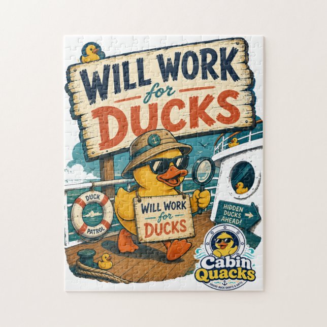 Will Work for Ducks Jigsaw Puzzle (Vertical)
