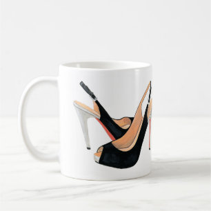 "Will work for shoes" black heels coffee mug