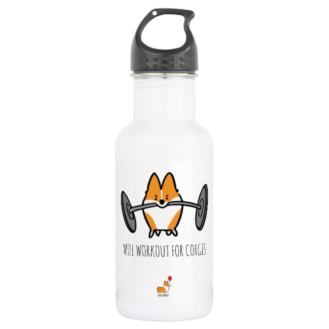 Will Workout For Corgis Water Bottle (Front)