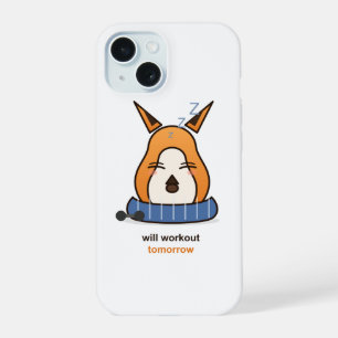 Will Workout Tomorrow Funny Fox Gym Humour iPhone 15 Case
