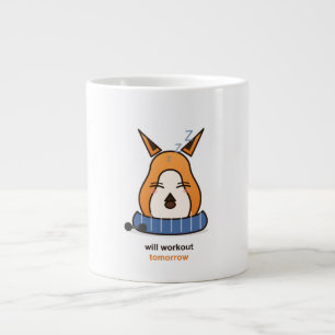 Will Workout Tomorrow Funny Fox Gym Humour Large Coffee Mug