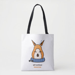Will Workout Tomorrow Funny Fox Gym Humour Tote Bag