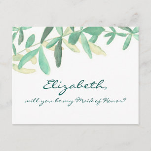 Will yo Be my Maid of Honor Modern Botanical Invitation