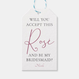 Will You Accept this Rosé Bridal Party Proposal Gift Tags